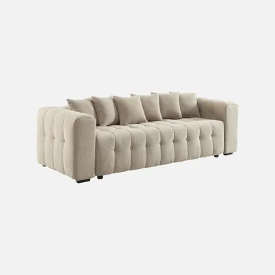 Produktbild von sweeek - 3-Sitzer Schlafsofa mit Stauraum und strukturiertem Bouclé-Bezug - Beige