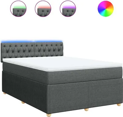 Produktbild von vidaXL Boxspringbett mit Matratze Dunkelgrau 140x200 cm Stoff