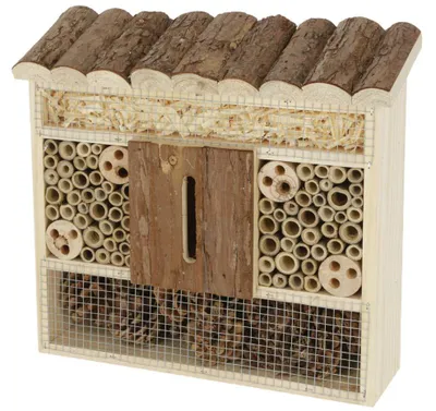 Insektenhaus aus Naturholz, 29x8x28 cm, Nisthilfe für Wildbienen & Co.