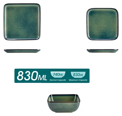 Obrázek produktu pro Sada nádobí, stylový čtvercový design, ekologický materiál, 12 kusů