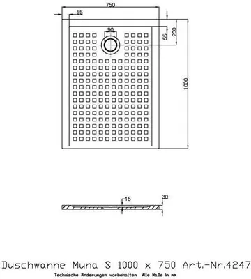 Produktbild von Hoesch Mineralguss-Duschwanne Muna S 100x75x3cm, weiß, Antirutsch