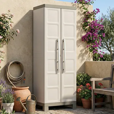 Immagine prodotto di Dmora Armadio da Esterno Strathmore 45x65x182h cm Marrone Sabbia, Apertura Battente 2 Ante  Italy