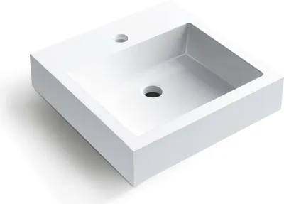Immagine prodotto di Vera | Lavabo a colonna piccolo, 40×40x9,6 cm, con conglomerato, bianco lucido