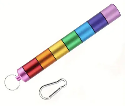 Immagine prodotto di Distributore di pillole - Contenitore per pillole - Contenitore per pillole - 2 pezzi - Contenitore per farmaci - Distributore di pillole - Alluminio - Contenitore per pillole - 7 scomparti - Rotante - Include moschettone – Multicolore – Ideale per viaggi – CHPN