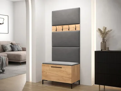 Immagine prodotto di Mobile da ingresso con pannelli imbottiti ANDORA 3 - rovere dorato / grigio