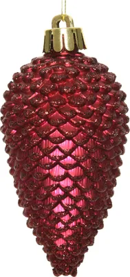 Produktbild von Christbaumschmuck Zapfen Kunststoff 8cm ochsenblut, 6 Stück