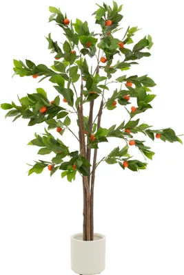 Produktbild von ML-Design Künstlicher Orangenbaum 160 cm Kunstpflanze groß wie echt Drinnen & Draußen Deko Kunstbaum mit Orangen Früchten Künstliche Pflanzen im Topf