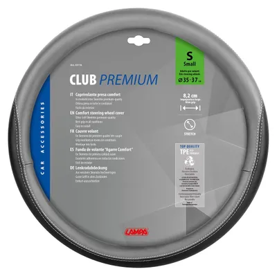 Obrázek produktu pro Potah volantu Lampa Club, vyrobený ze skeentexu - S - Ø 35/37 cm - černý/šedý