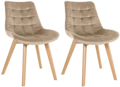 Produktbild von In And OutdoorMatch Esszimmerstühle Tammie – Beige – 2er-Set – Samt – Hochwertige Polsterung – Deluxe Esszimmerstühle – Exklusive Optik