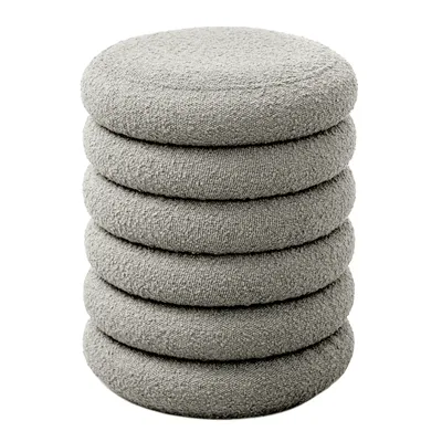 Produktbild von SVITA BLOSSOM XS Hocker mit Stauraum Sitzhocker Ottomane Boucle-Polster Hellgrau