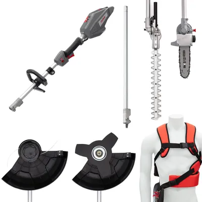 Productafbeelding van IKRA 4-in-1 Accu Multitool IB-MT 36 | 36V Bosch-systeem | Grastrimmer 33 cm | Grasmaaier met draad 25,5 cm diameter | Hekken- en struikschaar 38 cm | Takzaag | Zonder accu