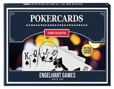 Imagen del producto de Dos mazos completos de cartas de plástico JUMBO, con índices, para póker, marca Engelhart