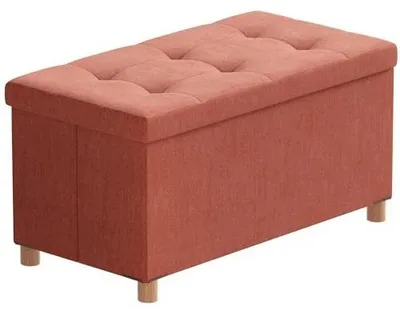 Zdjęcie produktu dla Ławka do siedzenia z schowkiem pomarańczowa składana podnóżek pufa 76 cm