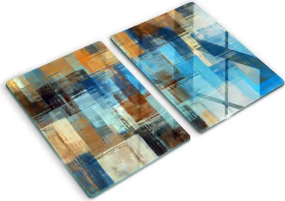 Produktbild von Glasschneideplatte - Herdabdeckplatte - 2x40x52 cm -Schneidebrett - Spritzschutz - Malerter Hintergrund