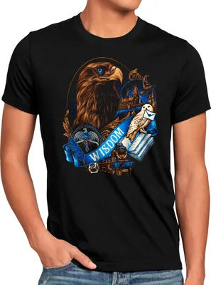 Produktbild von BaumwolleCloud Wisdom Herren T-Shirt eule harry zauberstab besen zauberschule