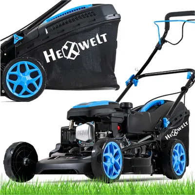 Produktbild von Hexwelt Benzin Rasenmäher mit Antrieb | Schnittbreite 46cm | Mulchfunktion | 45L | 2,6 kW Benzinmäher | 8 Stufen (25-75mm) | ultraleicht, kompakt