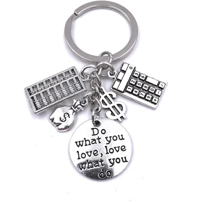 Produktbild von Onwomania Schlüsselanhänger Taschenrechner Geldbeutel Dollarzeichen Money silber Anhänger Keychain