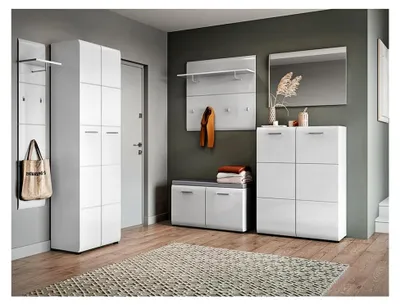 Produktbild von Schuhschrank Kommode 90 cm breit, 2 Türen in weiß Hochglanz