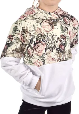 Produktbild von KMISSO Mädchen Pullover mit Kapuze Rosenmuster Weiß 110