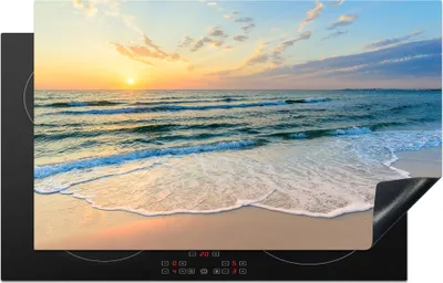 Produktbild von KitchenYeah© Herdabdeckplatte Strand - Meer - Sonnenuntergang - Golf , 83x51cm, Küche Deko, Glaskeramikkochfeld Herdabdeckung, Abdeckplatte fùr Kochfeld