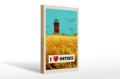 Produktbild von Holzschild Reise 20x30cm Ostsee Turm Natur Weide Himmel