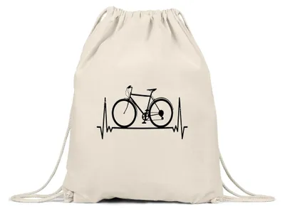 Produktbild von Fahrrad Turnbeutel Gymsack Heartbeat Geschenk Fahrradfahrer Radfahrer Fahrradfahrerin mit Fahrradmotiv Bike