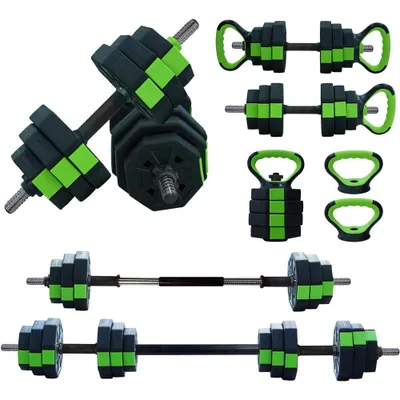 Zdjęcie produktu dla Zestaw Hantli Regulowanych 4 W 1 Hantle Sztanga Kettlebell Podpórka Do Pompek Do Domowej Siłowni