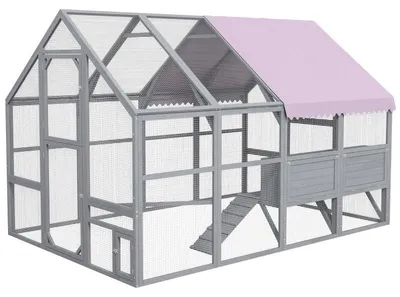 Zdjęcie produktu dla Kurnik z wybiegiem, model do samodzielnego montażu | Kolor: Szary | Wymiary: 185,5 x 280 x 188 cm