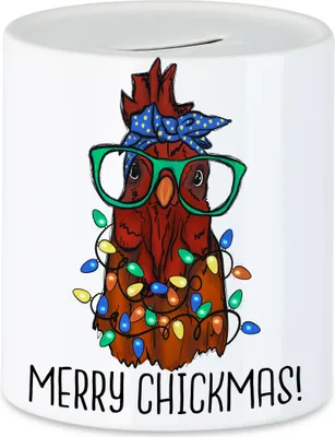 Produktbild von Merry Chickmas Spardose Truthahn Weihnachtsdekoration Lichterketten Merry Christmas Frohes Weihnachten