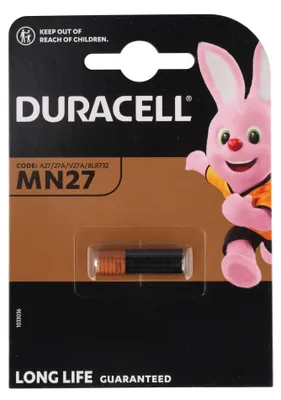 Produktbild von Duracell MN27, LR27 A Alkaline Batterie, 12 Volt, Abmessungen 28,8 x 8 mm