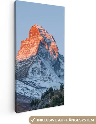 Obrázek produktu pro OneMillionCanvasses® - Obraz na plátně - Matterhorn ve Švýcarsku při východu slunce, nástěnná malba, nástěnné dekorace obrazy obývací pokoj, 40x80cm