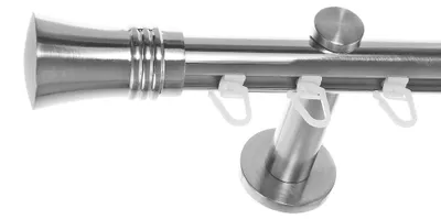Produktbild von Innenlauf Gardinenstange Edelstahl Look 20mm Wandträger 1-läufig Knauf, Länge wählbar H30 E86