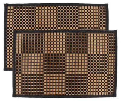 4er-Set gewebte Holzrand-Tischsets, 44 x 30 cm, Antirutsch