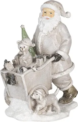 Image de Clayre & Eef Figurine de Père Noël 12x8x15 cm Plastique argenté