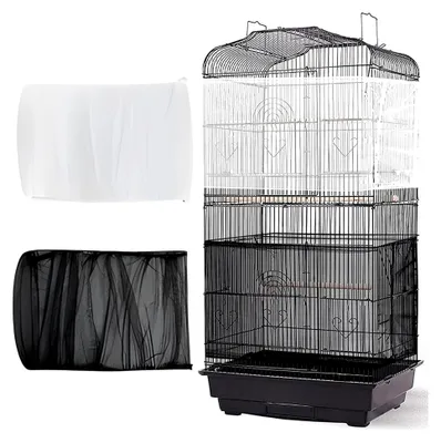 Produktbild von Verstellbare Vogelkäfigabdeckung, Extra großer Samenfänger für Vogelkäfige, Kordelzug für Vogelfutter, Abdeckung für runde und quadratische Käfige (Schwarz Weiß)
