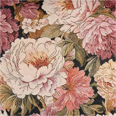 Produktbild von Gobelin Stoff Meterware Pfingstrosen dunkelblau rosa 150 cm