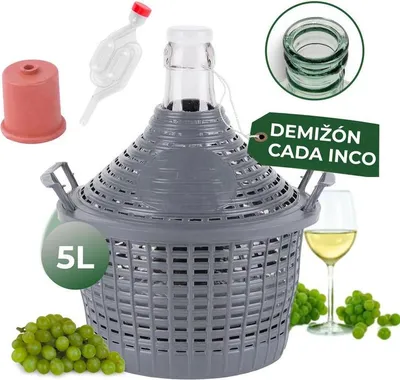 Produktbild von Ballonflasche Strend Pro Cada Inco, 5 Liter Glas, Ballonflasche für Wein und Schnaps, Kunststoffgehäuse