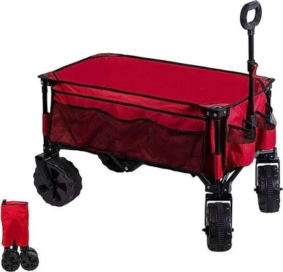 Produktbild von Famanu Trolley Tragbar - Faltbarer Bollerwagen mit verstellbarem Griff, ideal für Strand, Picknick, Garten