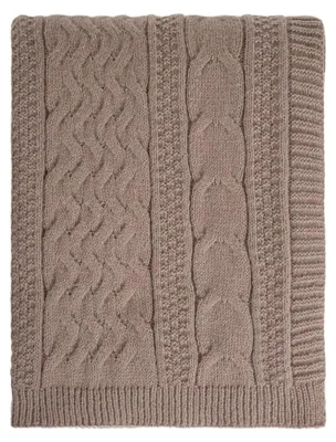 Zdjęcie produktu dla HOMLA Koc FLAVE miękki taupe o sweterkowym splocie 130x170 cm