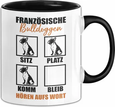 Produktbild von Bulldoggen Hören Aufs Wort Tasse Geschenk Bulldoggen Besitzer Mama Becher (Schwarz)