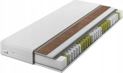 Zdjęcie produktu dla Materac 160x200 20 cm sprężyna kieszeniowa rdzeń poziom twardości H3 H4 7-strefowy materac do łóżka 2 w 1 włókno kokosowe rolka materac komfortowa pianka