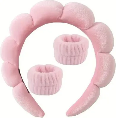 Image de ECARLA set de bandeaux et de bracelets cosmétiques rose, 17 x 19 cm