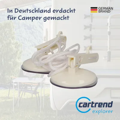 Ausziehbare Wäscheleine mit 2 Saugnäpfen, Camping, 83 cm