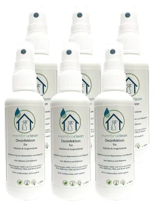 6 × 100 ml membraclean Desinfektion für Flächen & Gegenstände im Zerstäuber
