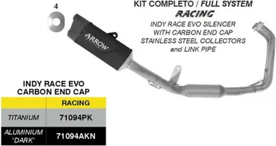 Zdjęcie produktu dla Kompletny układ wydechowy ARROW Indy Race EVO, czarny, aluminiowy, do Yamaha MT-07