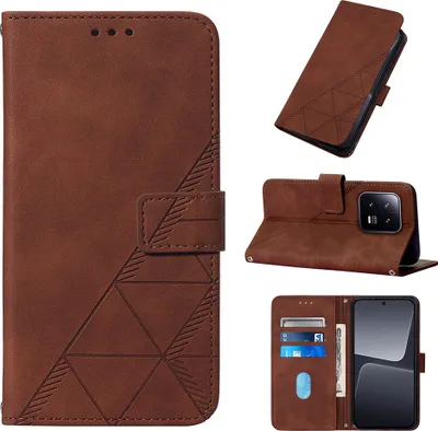 Produktbild von Hülle für Xiaomi 13 Prägung Flip Leder Kartenfächer Schutzhülle mit Ständer Braun