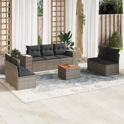 Produktbild von Möbel 8-tlg. Garten-Sofagarnitur mit Kissen Grau Poly Rattan 2024