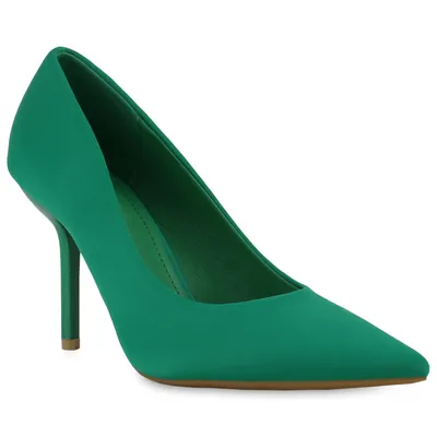 Produktbild von VAN HILL Damen Spitze Pumps Stiletto Klassische Stoff Absatz-Schuhe 839349, Farbe: Grün, Größe: 36