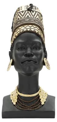Immagine prodotto di Busto di una donna Massai, tazza in resina, dimensioni 21,5x27,5x45 cm, colore nero, design di Mauro Ferretti