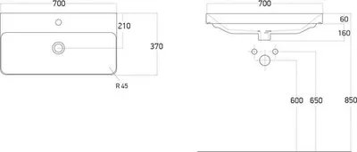 Produktbild von Kreabad Waschbecken 70x38 Waschtisch Ideal Für Schmale Kleine Bäder70Cm